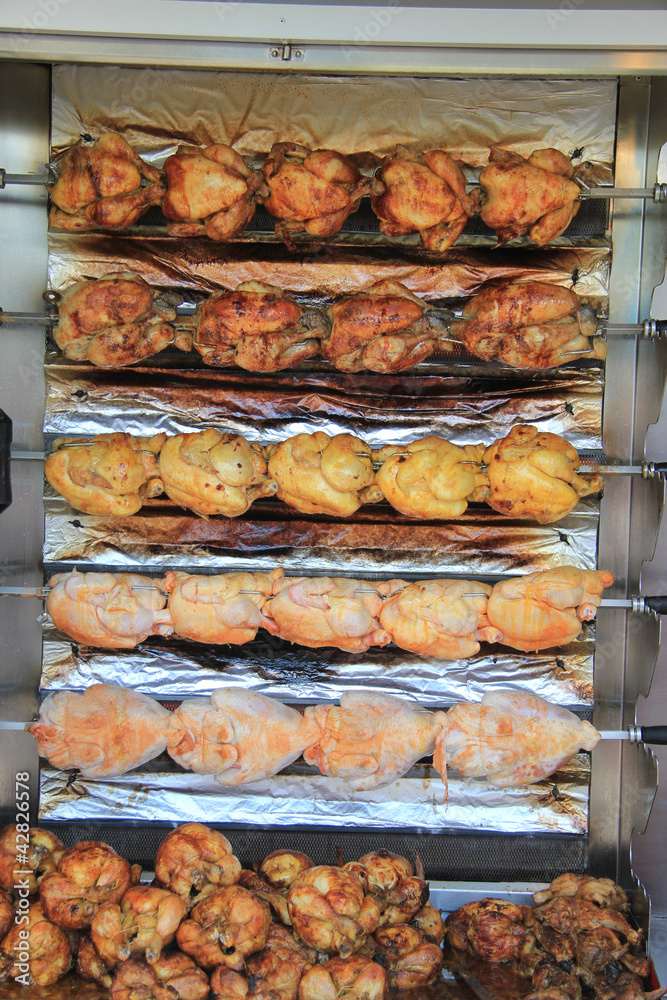 Roasted chicken on the grill