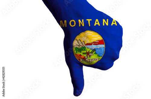 montana us state flag thumbs down gesture for failure made with