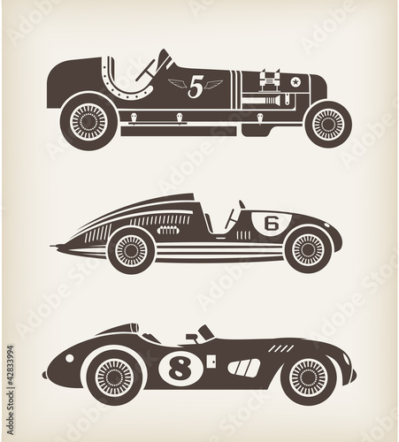 Vector vintage sport racing cars