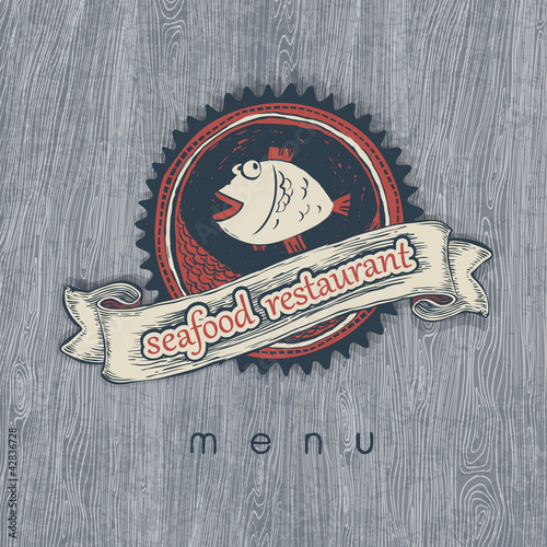 Seafood restaurant menu. Vectior, EPS10.