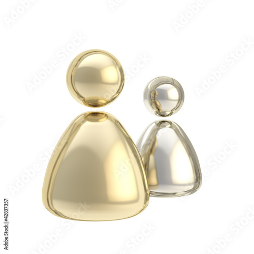 Symbolic golden and silver user icon figures photo