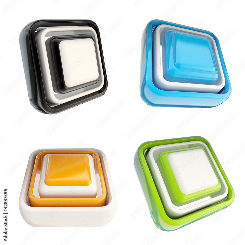 Set of glossy plastic buttons isolated