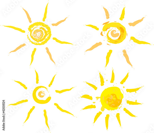 Set of abstract summer suns, vector iillustration