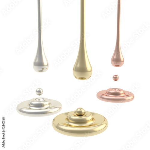 Silver, golden, bronze liqu...