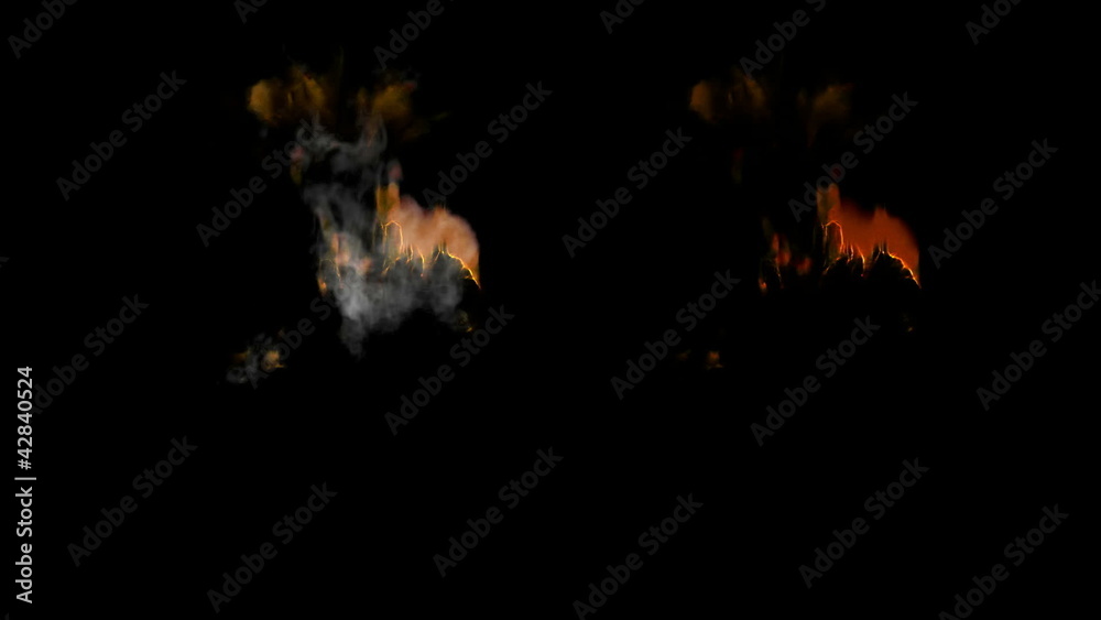 Fire and smoke explosion elements with alpha mattes Fire and smoke explosion elements with alpha mattes