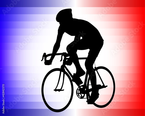bicyclist silhouette on the tricolor background - vector