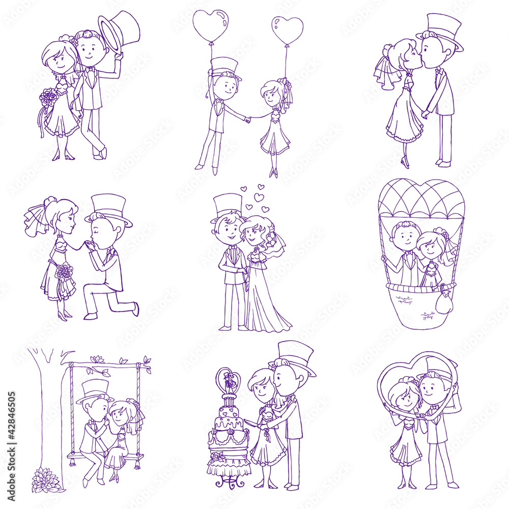 Wedding Doodles - Design Elements - for Scrapbook, Invitation in Wedding Doodles - Design Elements - for Scrapbook, Invitation in