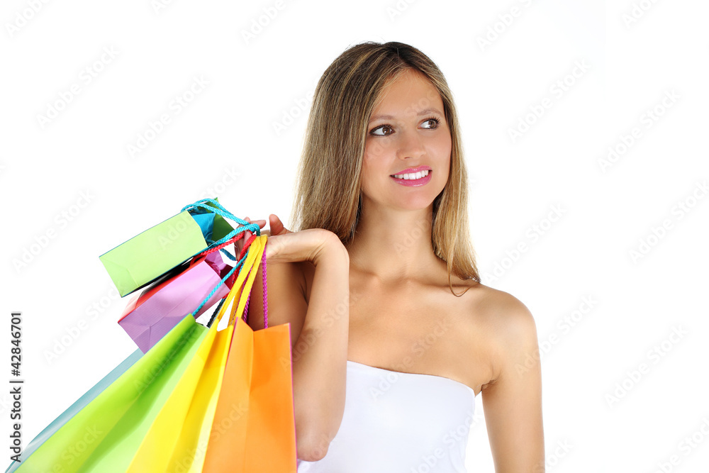 joyful woman makes shopping joyful woman makes shopping