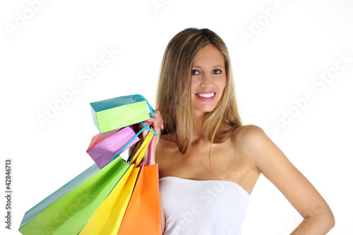 joyful woman makes shopping