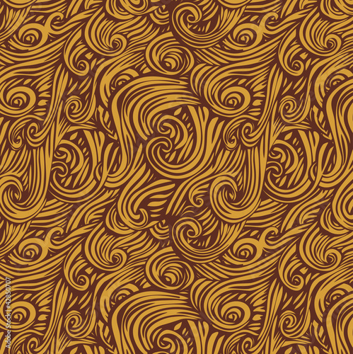 Vector seamless abstract hand-drawn pattern with waves