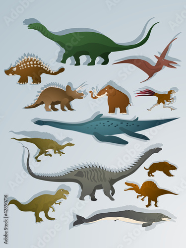 Cartoon style dinosaurs