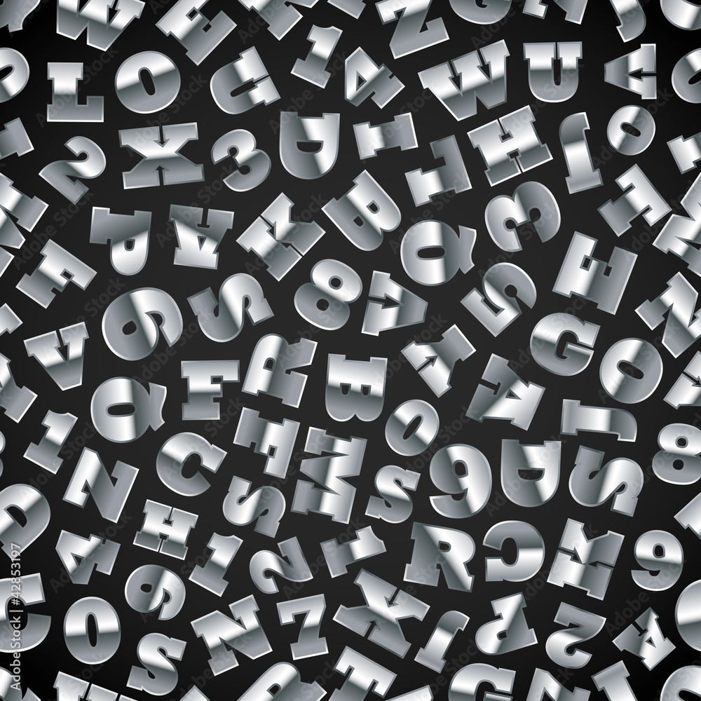 Seamless background of metal letters on black Seamless background of metal letters on black