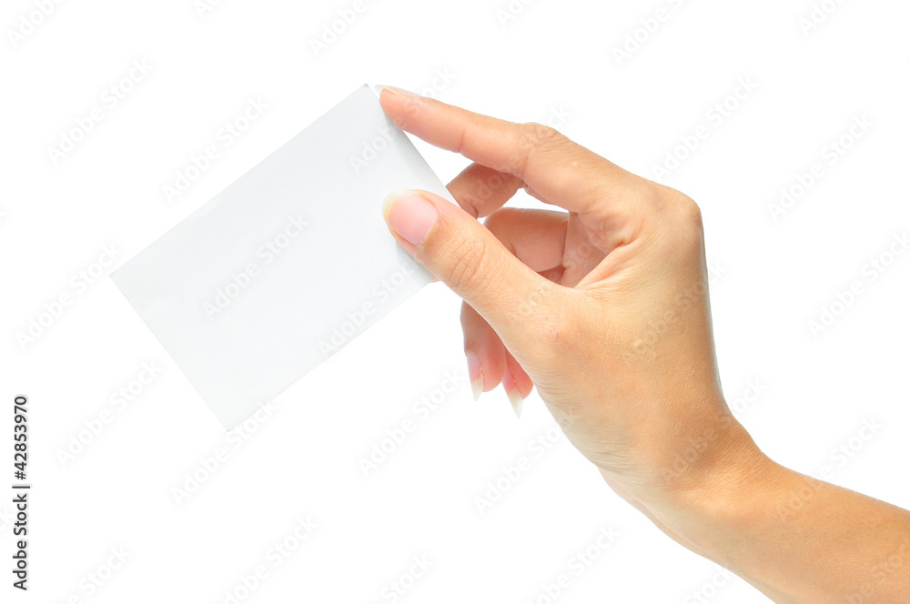 Blank card in a hand