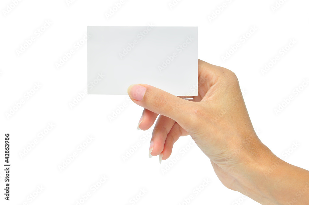 Blank card in a hand Blank card in a hand