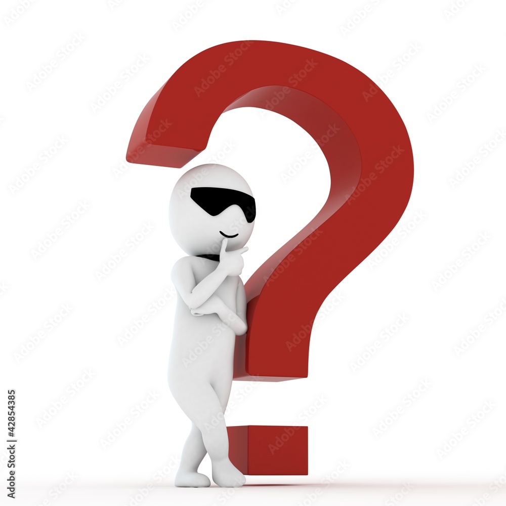 3d human with a red question marks in white background Stock ...