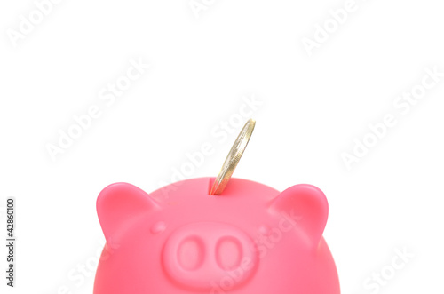 ピンク色の豚の貯金箱