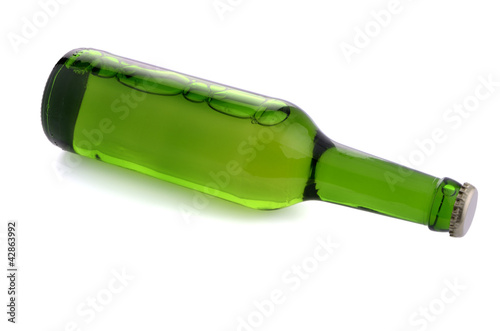 Green bottle with liquid