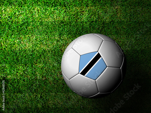 Botswana Flag Pattern 3d rendering of a soccer ball in green gra