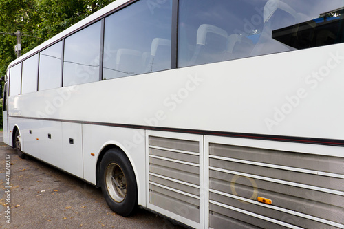 white tour bus
