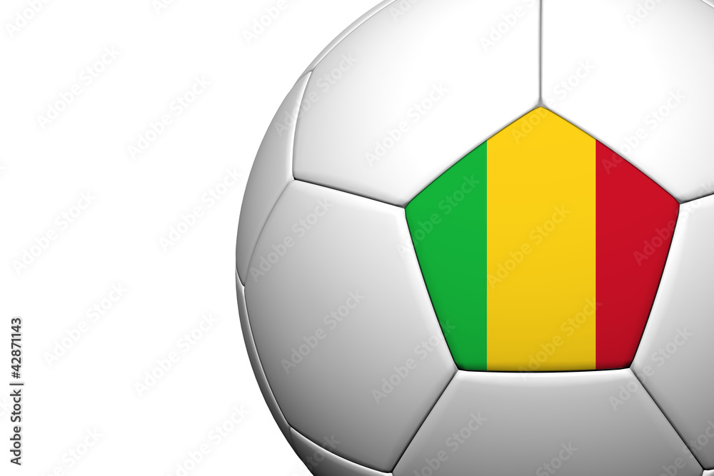 Fototapeta premium Mali Flag Pattern 3d rendering of a soccer ball isolate on white
