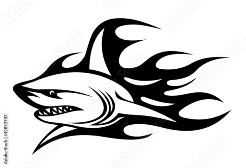 Angry shark tattoo