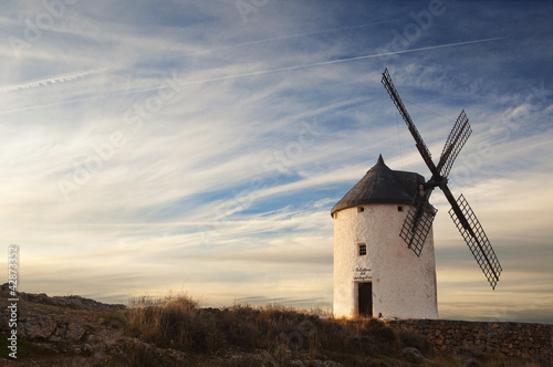 Old windmill at the sunset