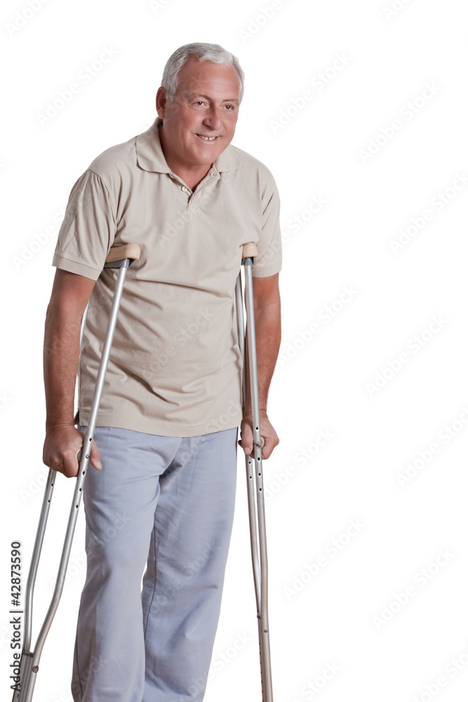 Senior Man with Crutches Senior Man with Crutches