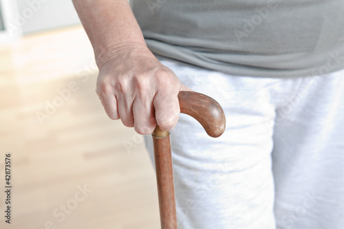 Elderly Woman with Walking Stick