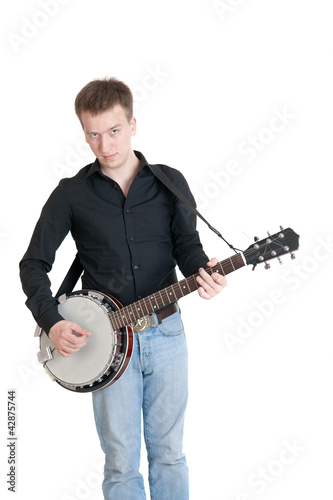 musician playing on a banjo