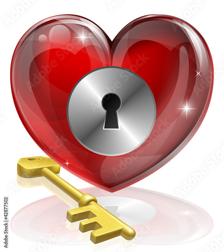 Heart lock and key