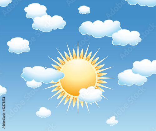 vector clouds and sun in the sky