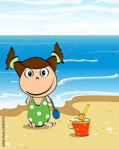 Bimba in spiaggia