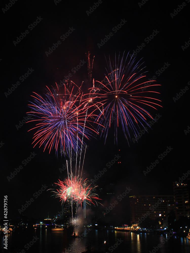 Fireworks by the river