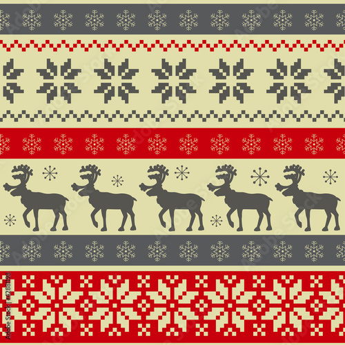 Folk style Christmas seamless pattern