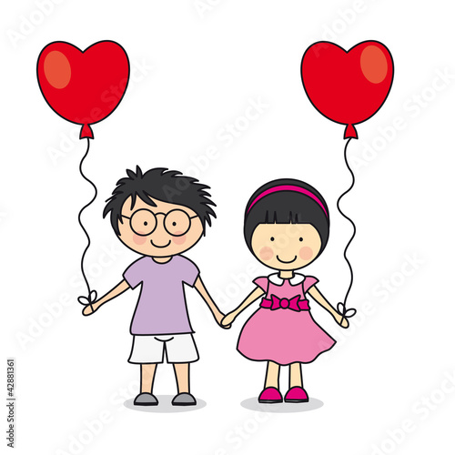 Niños cogidos de la mano. Primera amor