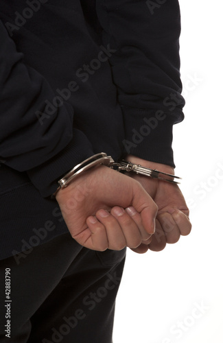  Police law steel handcuffs arrest crime human hand