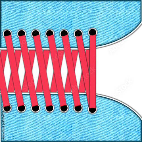 Foto red lacing on jeans