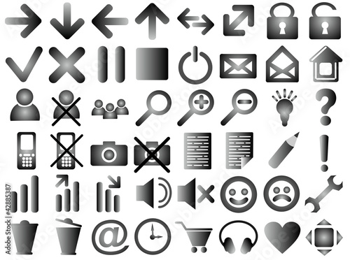 Set of pictograms of gray color