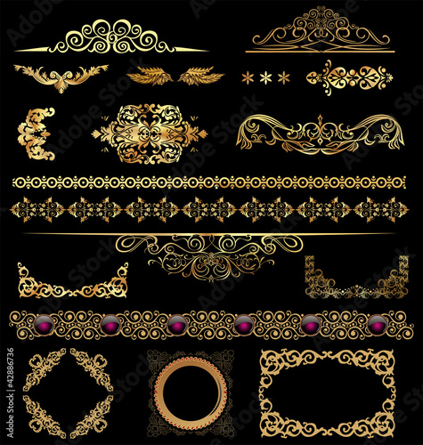 Gold calligraphic design elements