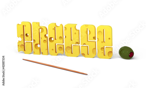 Cheese text with olive