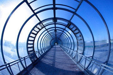 Fotobehang Tunnel Blauwe tunnel met futuristische sfeer  © Astroid