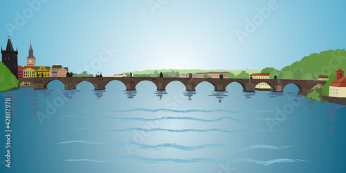 Charles Bridge and Vltava river