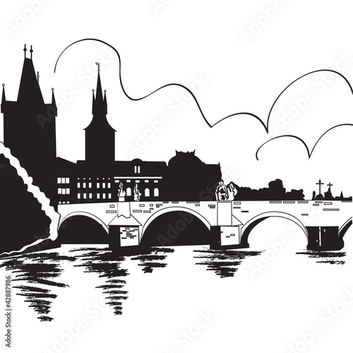 Charles Bridge and Vltava river