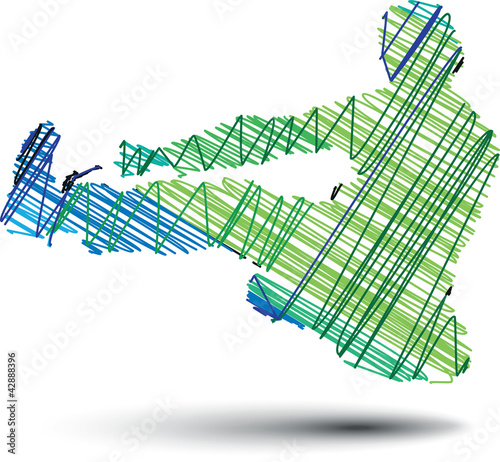 Sketch of man suspended in the air. Vector illustration