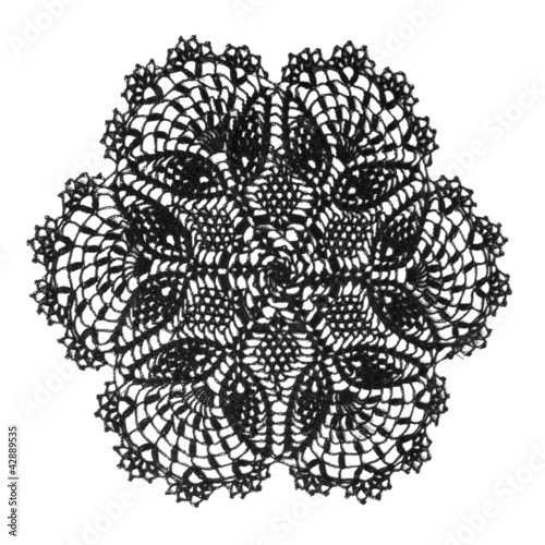 vintage crochet doily black