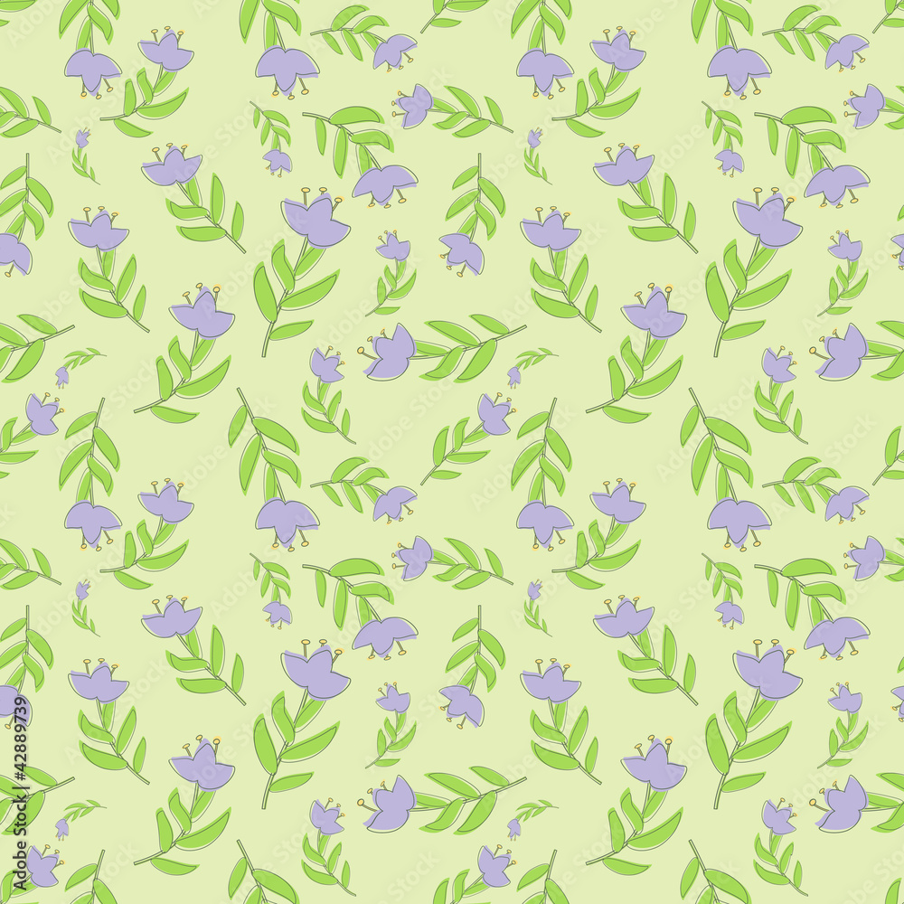 Blue flowers seamless pattern in graphic style