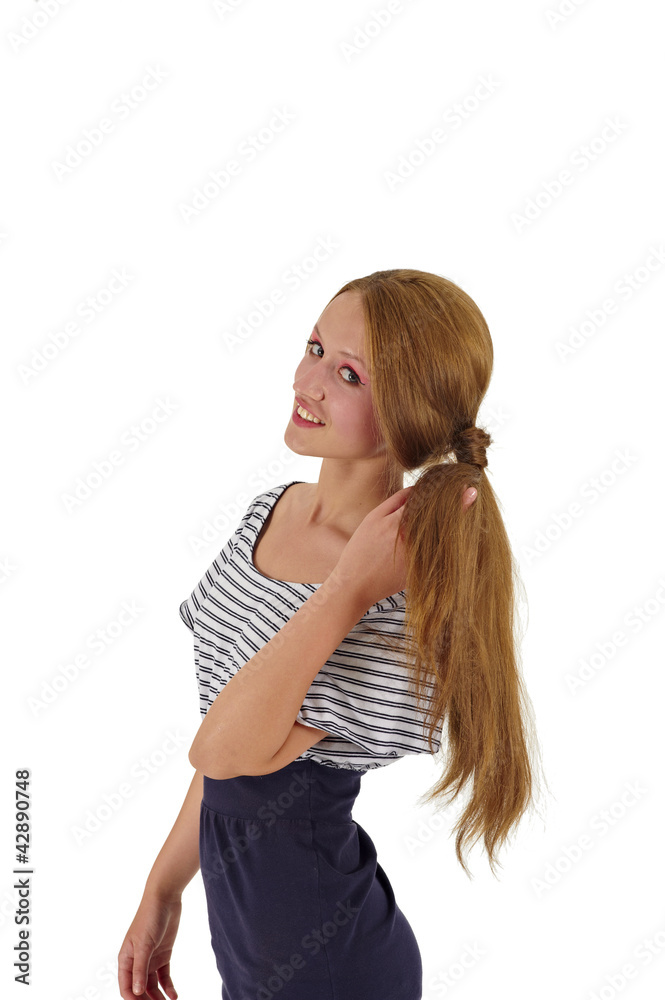 young woman with long hair young woman with long hair