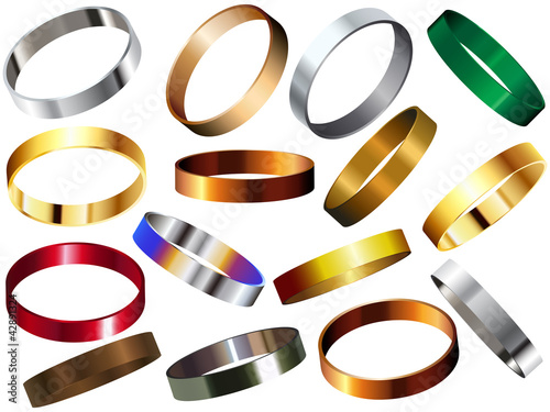 Metal Rings Bracelets Wristband Set