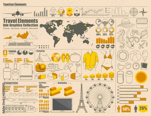 Travel and Holiday icons, vector info graphics