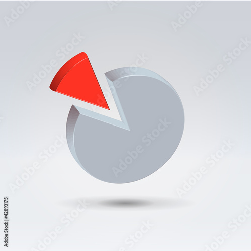 Red and gray pie chart two piece
